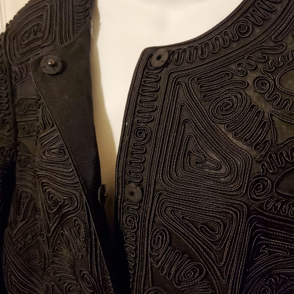 Peter Nygard Black Brocade Womens Duster Jacket - Black - Sz 14 - Picture 7 of 12